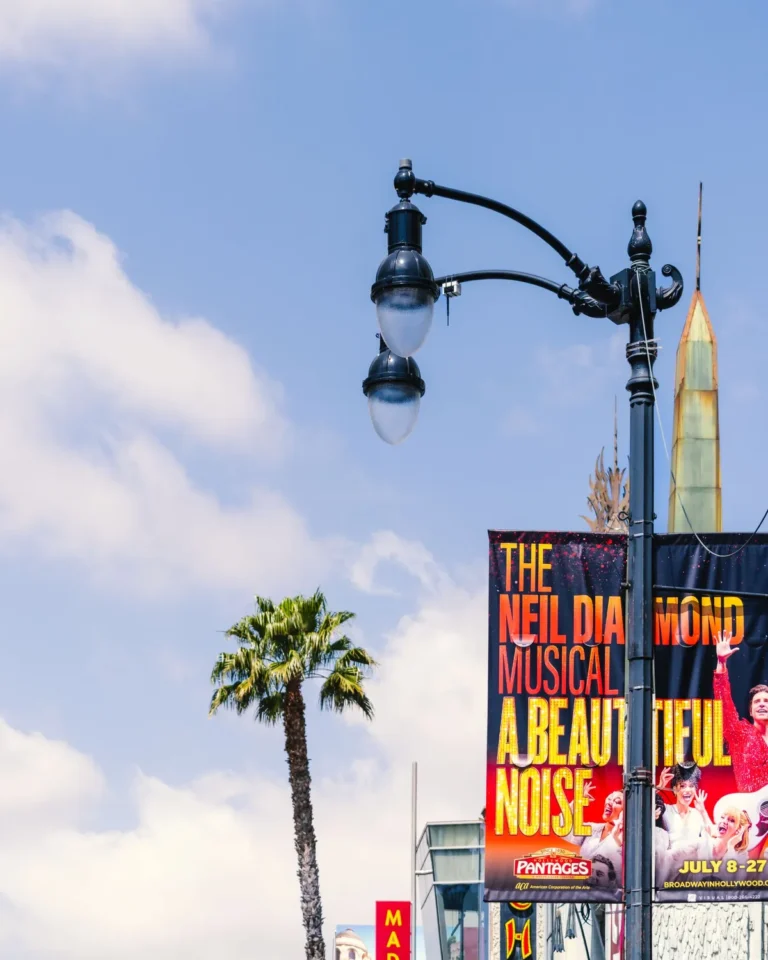 Printed vinyl banner on a street lamp post