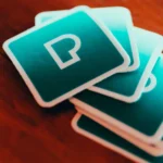 Printed teal business cards with rounded corners