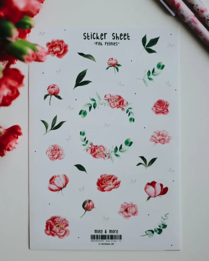 Printed kiss-cut floral sticker sheet
